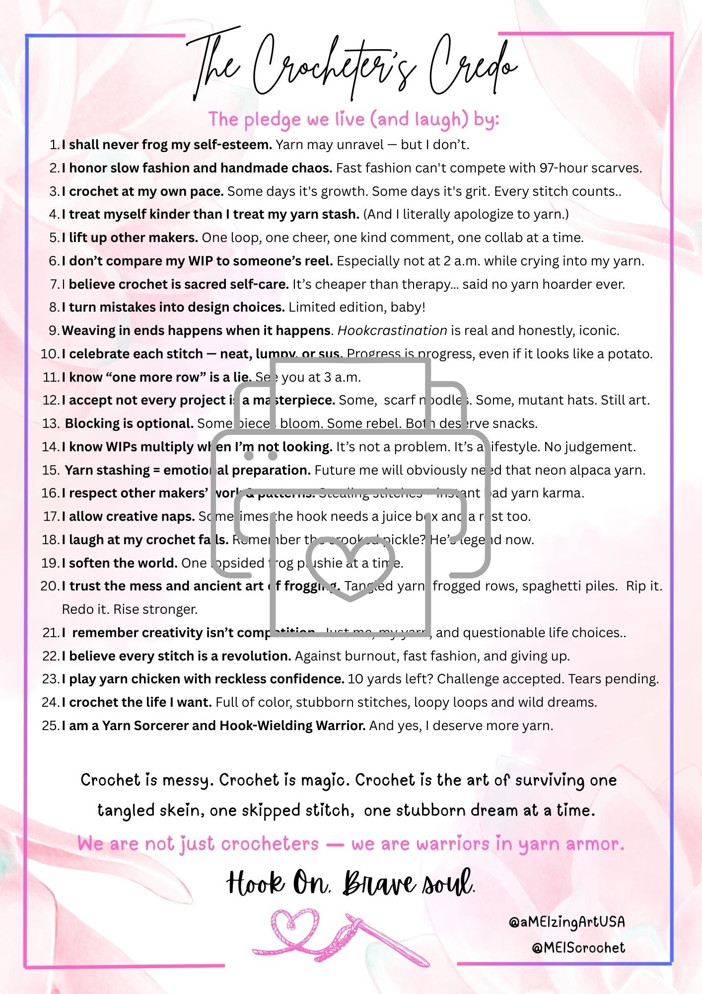 The Crocheter’s Credo — Printable Wall Art / Digital Download