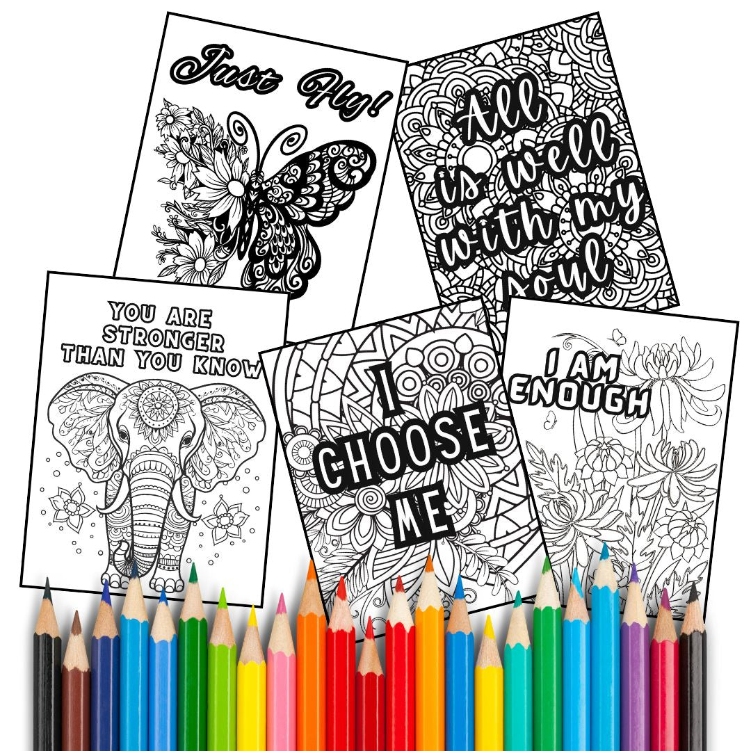 Coloring Pages - INSPIRATIONAL & SELF CARE Digital Download Bundle