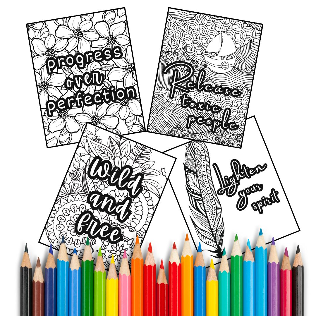 Coloring Pages - INSPIRATIONAL & SELF CARE Digital Download Bundle