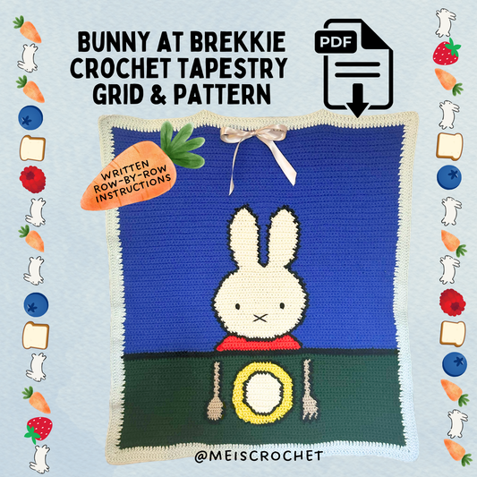 Bunny At Brekkie Crochet Tapestry Grid & Pattern