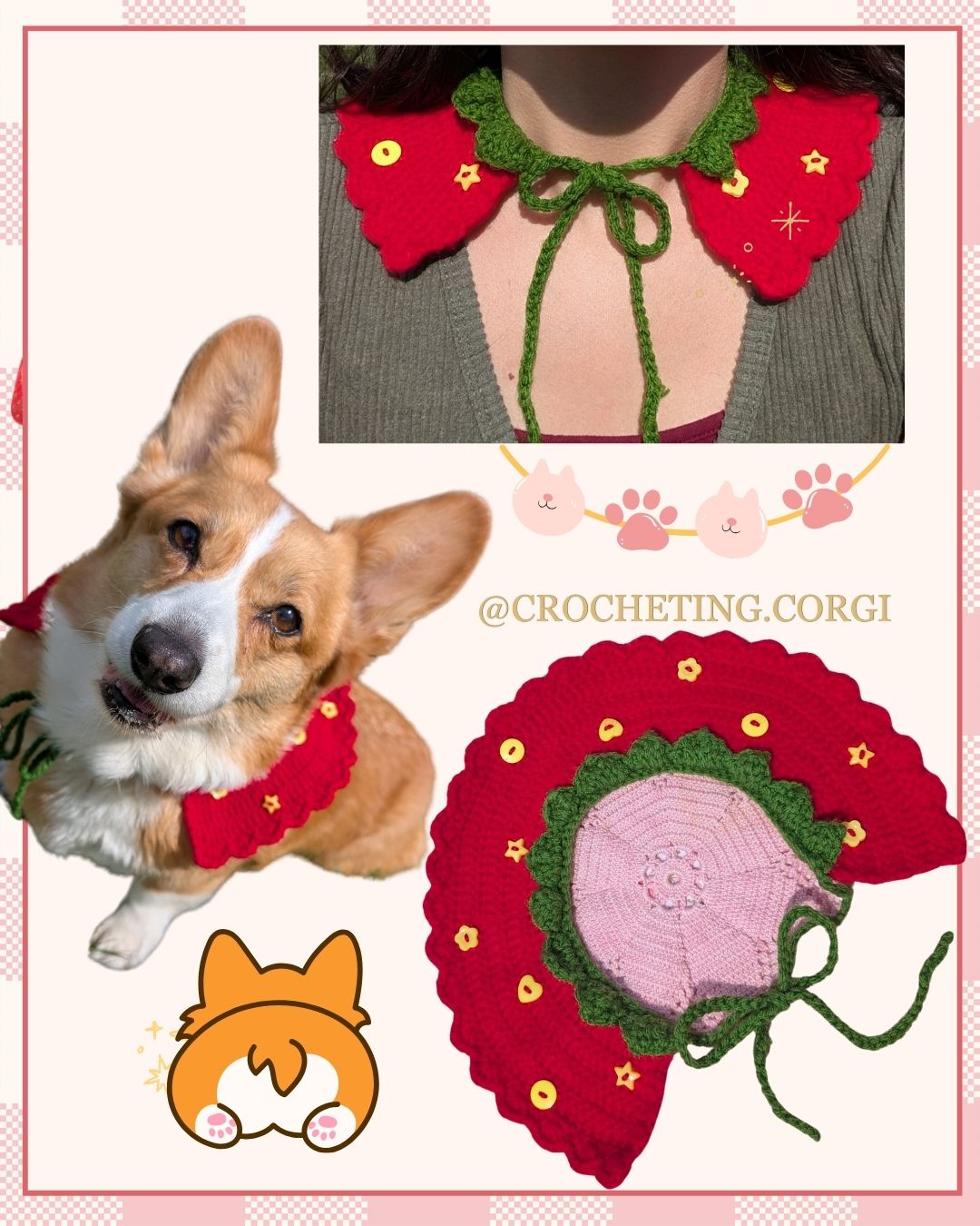 Strawberry Collar Crochet Pattern π Digital Download
