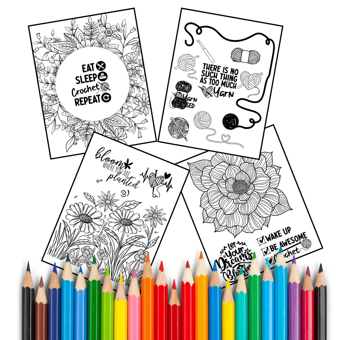Coloring Pages - CROCHET - Digital Download Bundle