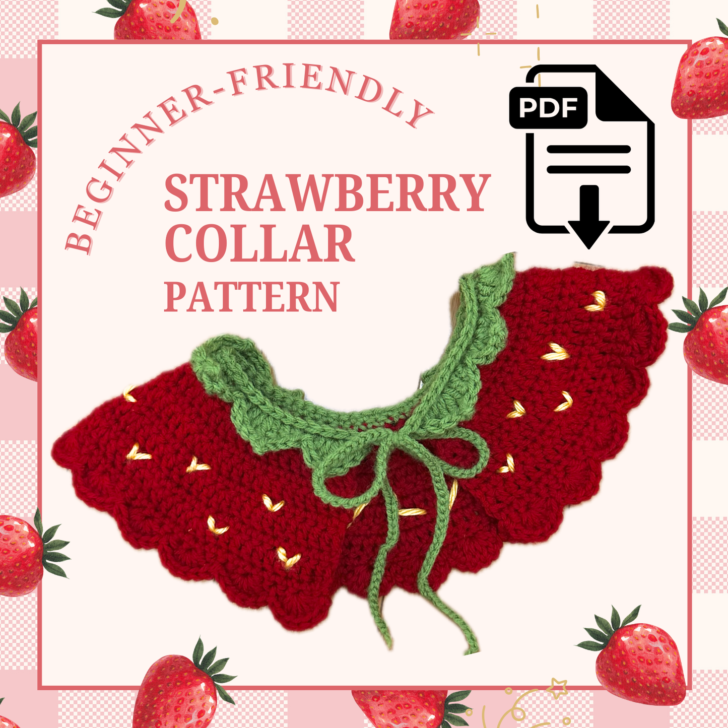 Strawberry Collar Crochet Pattern π Digital Download