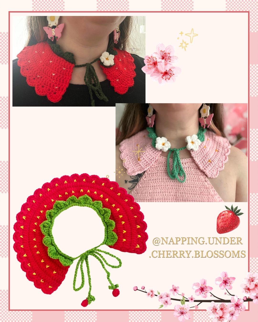 Strawberry Collar Crochet Pattern π Digital Download