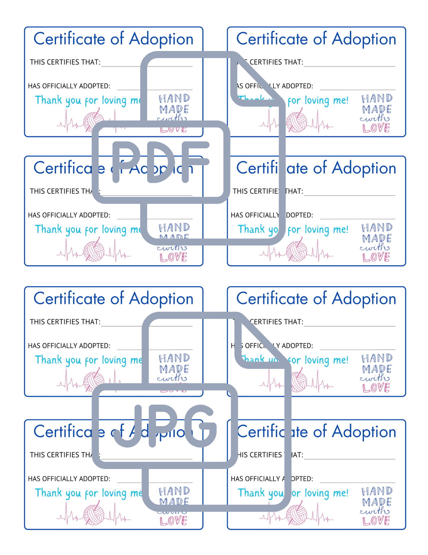 Adoption Certificate Template Digital Download
