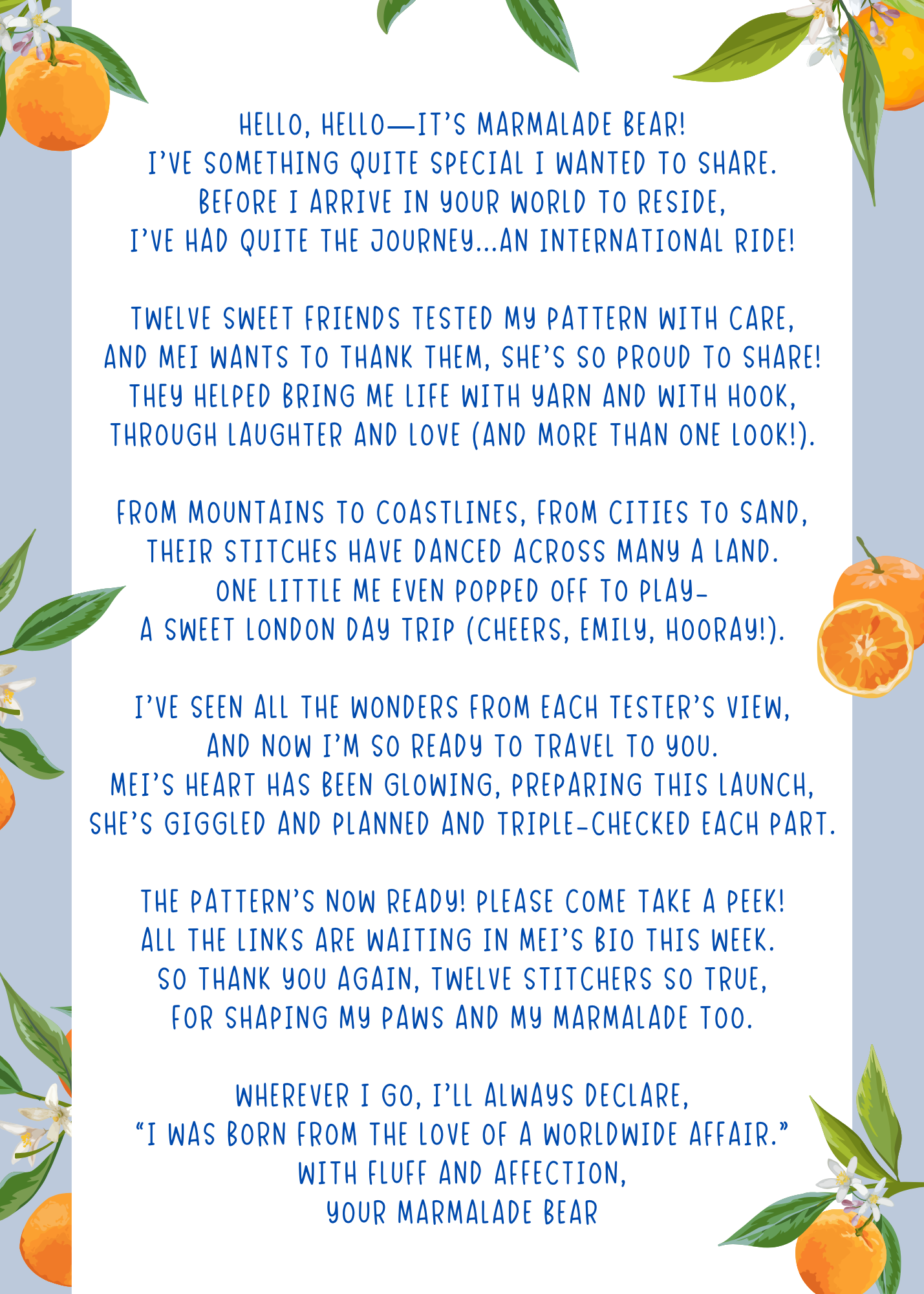 MARMALADE BEAR digital pattern!! π»π