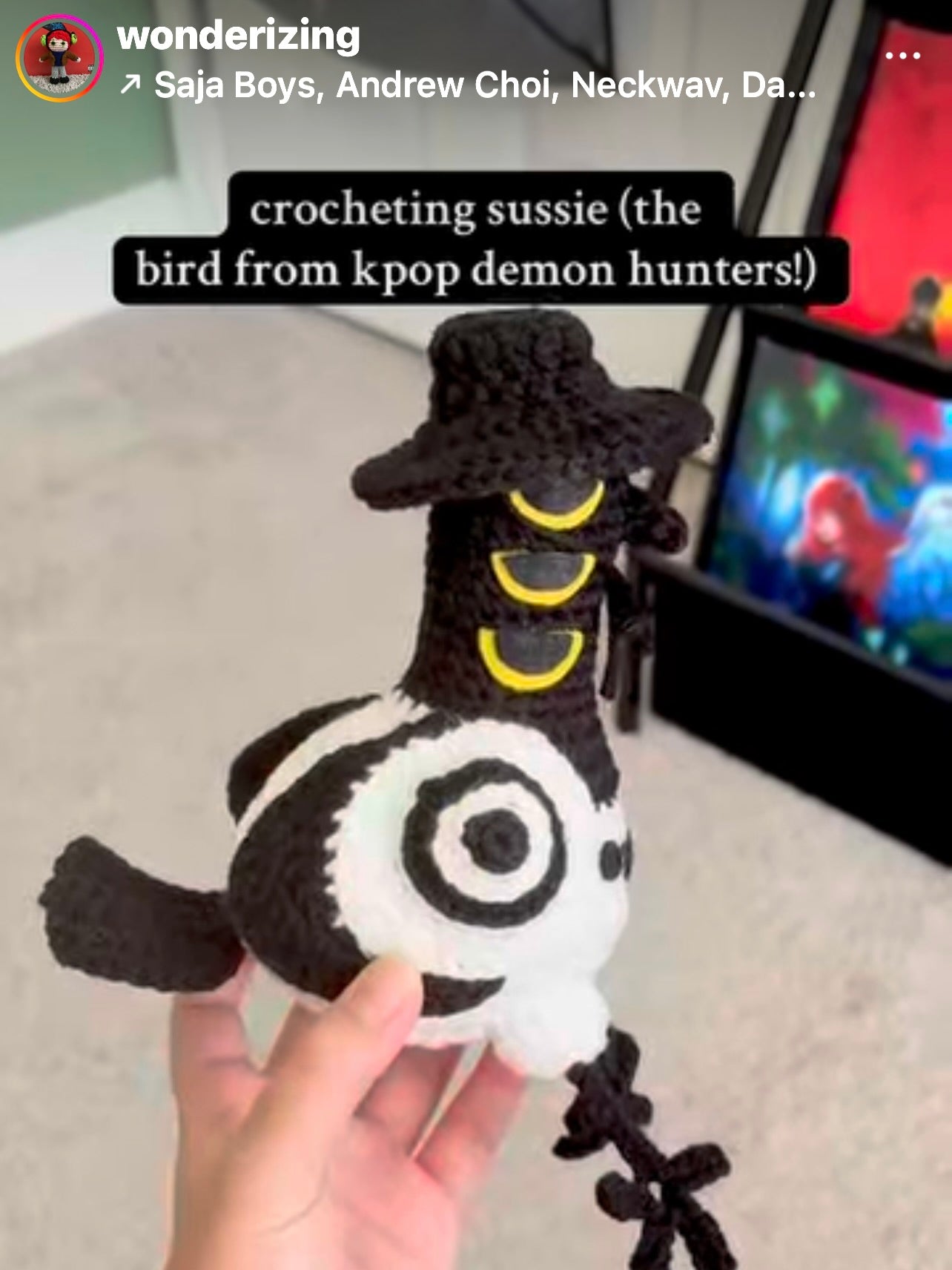 * MABOKI the MAGPIE ๐ crochet pattern - Inspired by Kpop Demon Hunters
