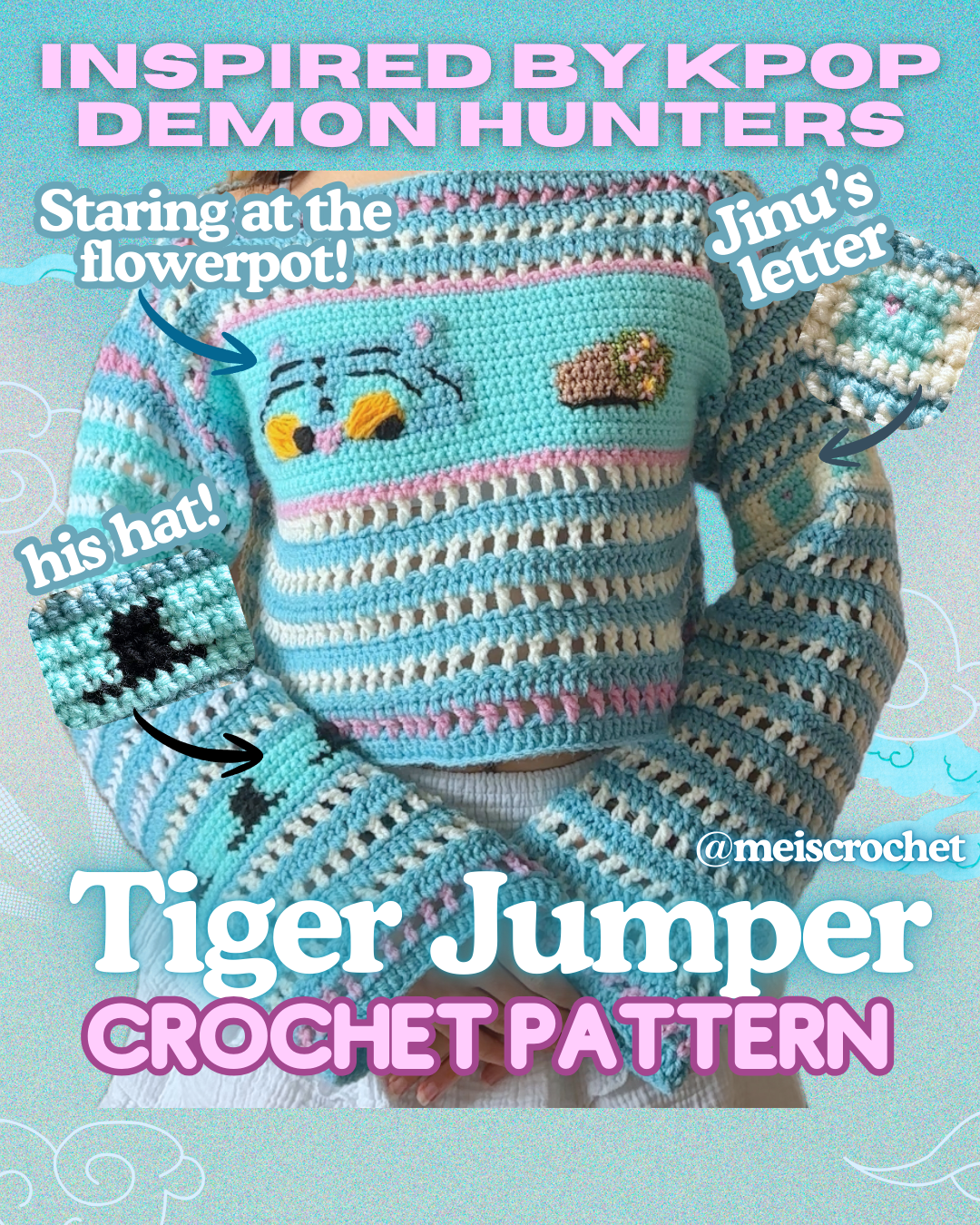 Tiger Jumper Crochet Pattern 🐯🩵✨