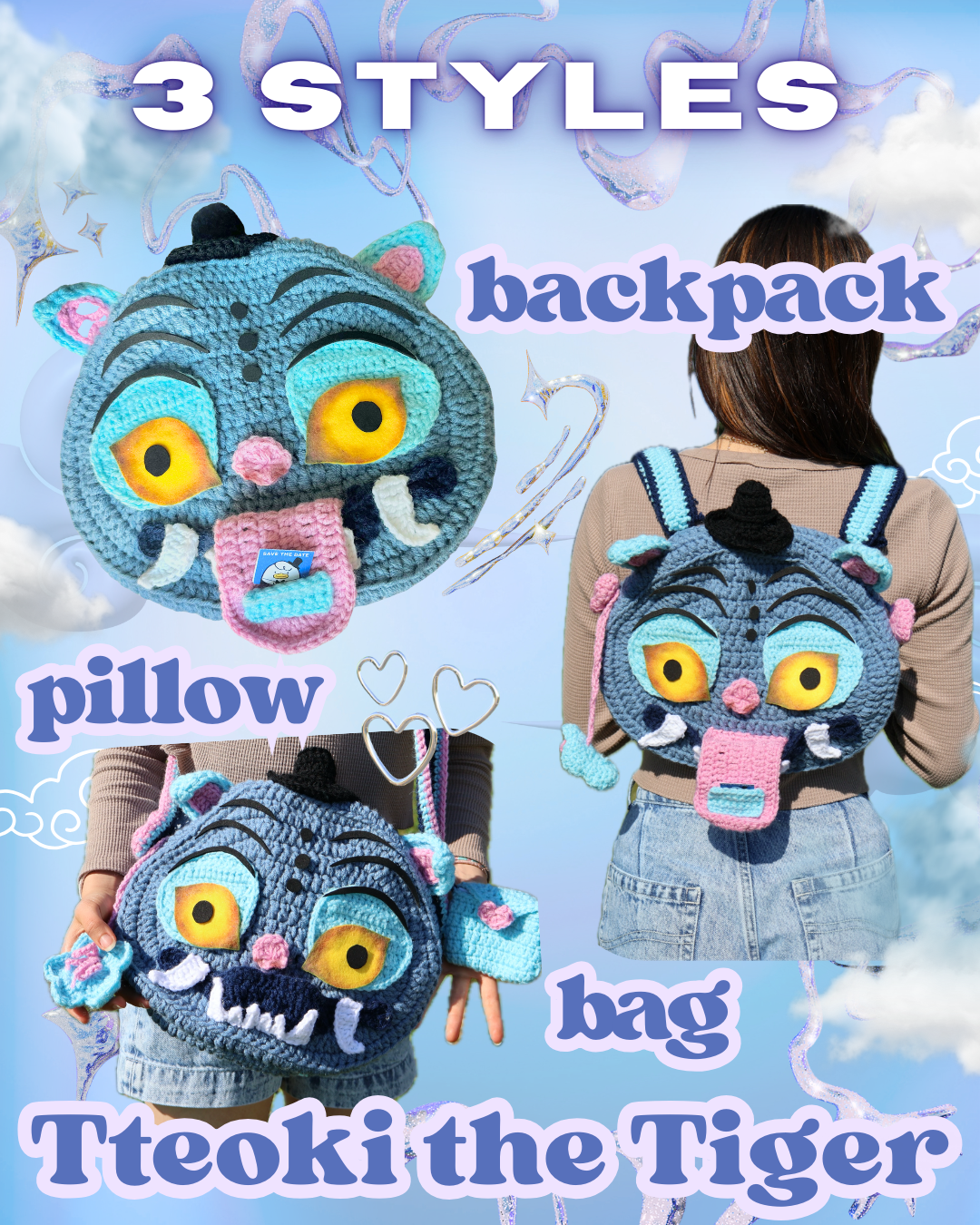 * TTEOKI THE TIGER 🐯🩵 crochet pattern