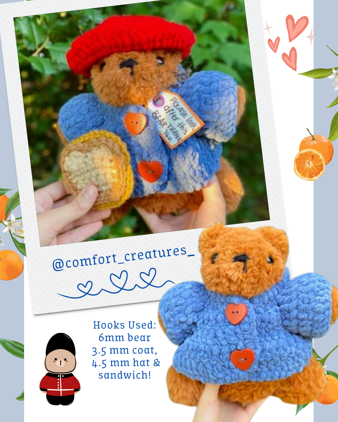 MARMALADE BEAR digital pattern!! 🐻🍊