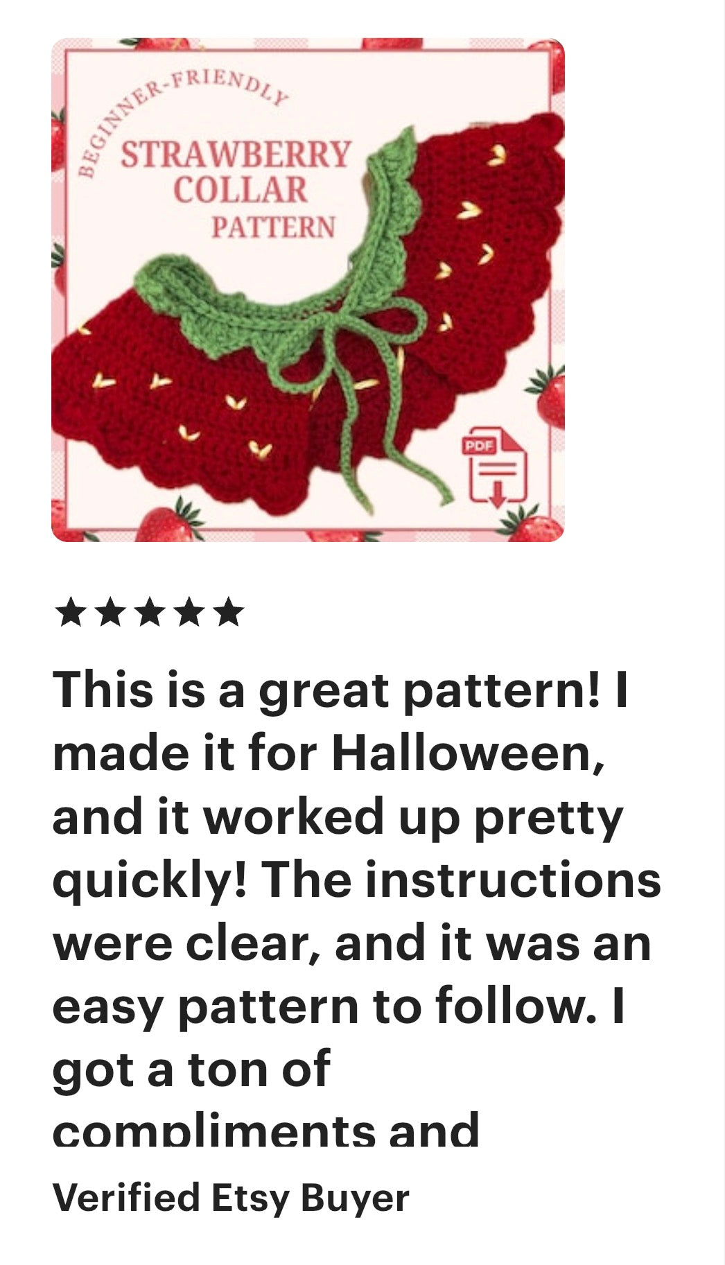 Strawberry Collar Crochet Pattern 🍓 Digital Download