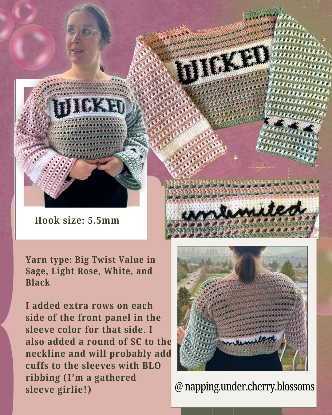 **🩷💚 Witches Jumper Crochet Pattern PDF (Free Hat & Gloves Pattern!)