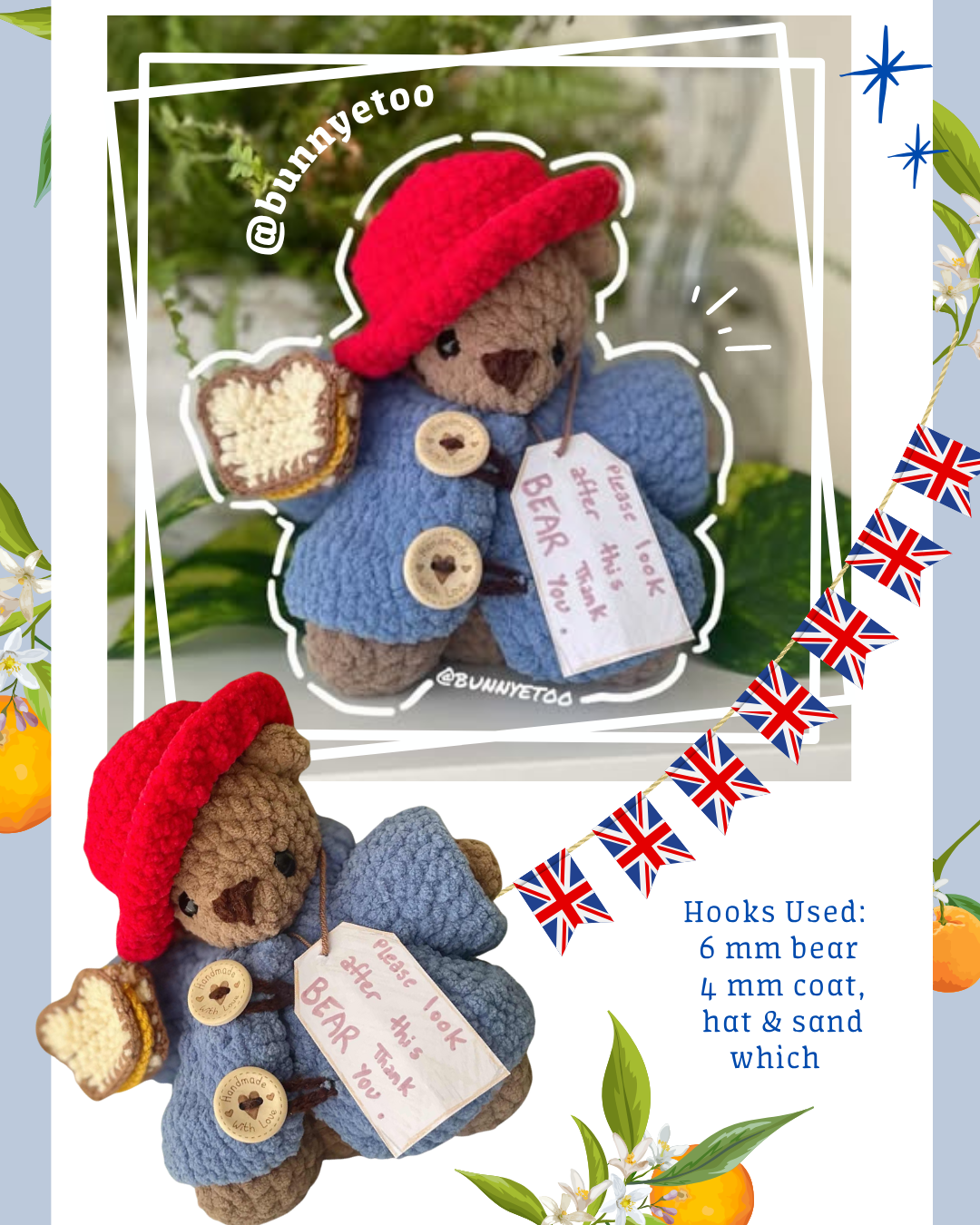 MARMALADE BEAR digital pattern!! 🐻🍊