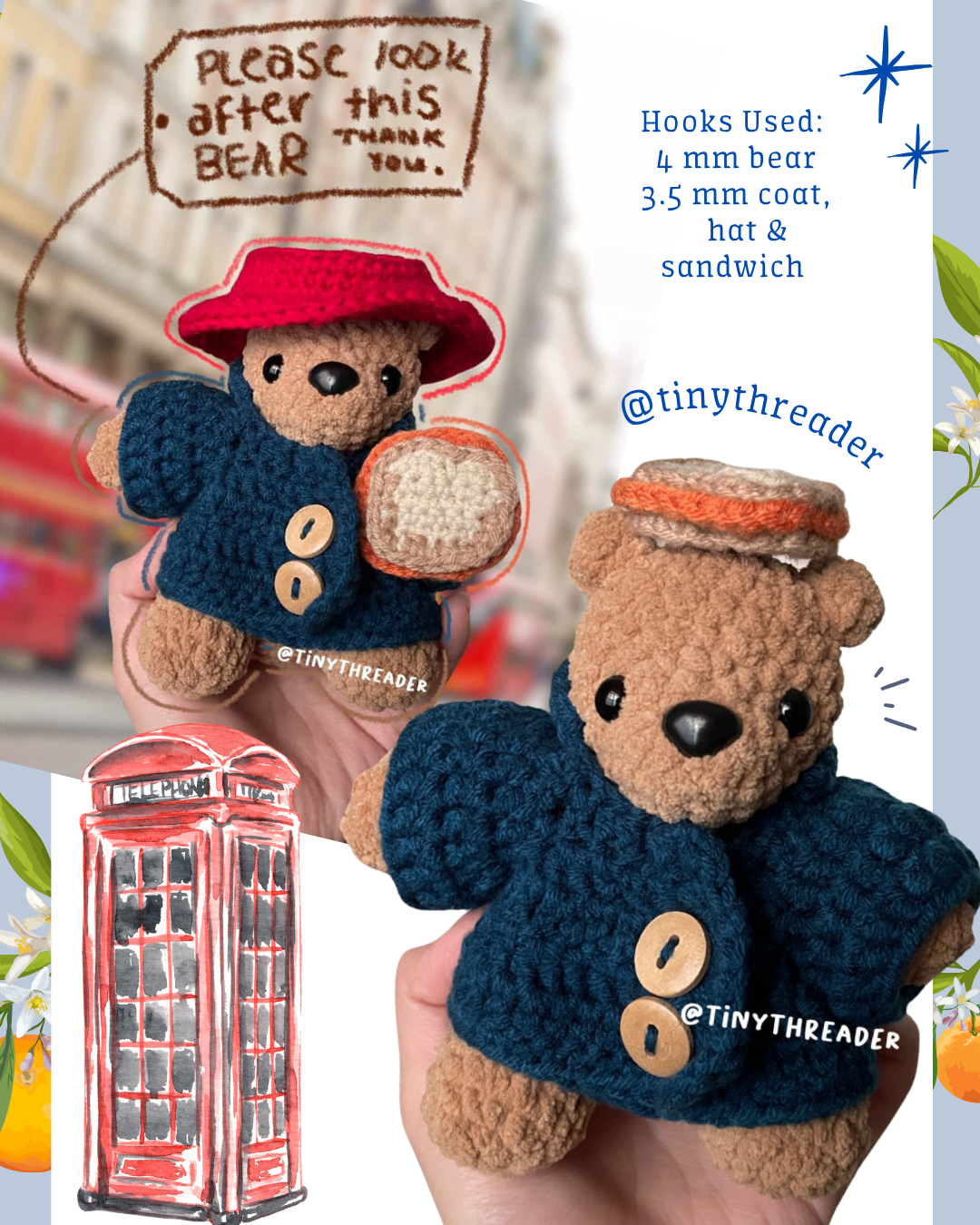MARMALADE BEAR digital pattern!! 🐻🍊