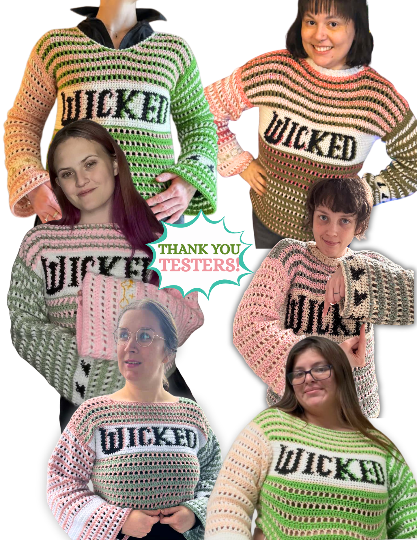 **🩷💚 Witches Jumper Crochet Pattern PDF (Free Hat & Gloves Pattern!)