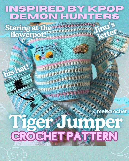 Tiger Jumper Crochet Pattern 🐯🩵✨