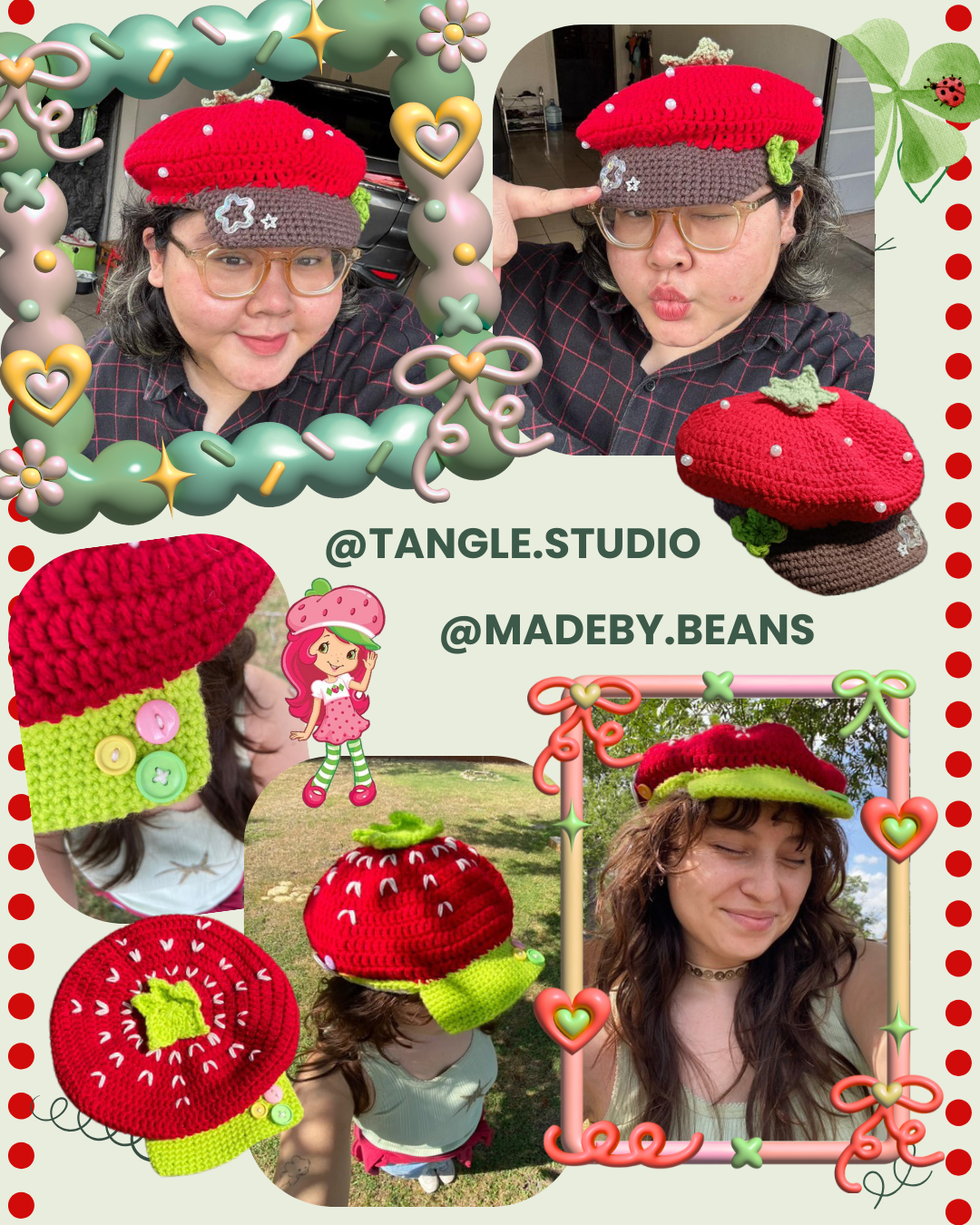 3 Style Tomato Beret Cap Crochet Pattern 🍅 (With Strawberry & Ladybug Mod)  Digital Download