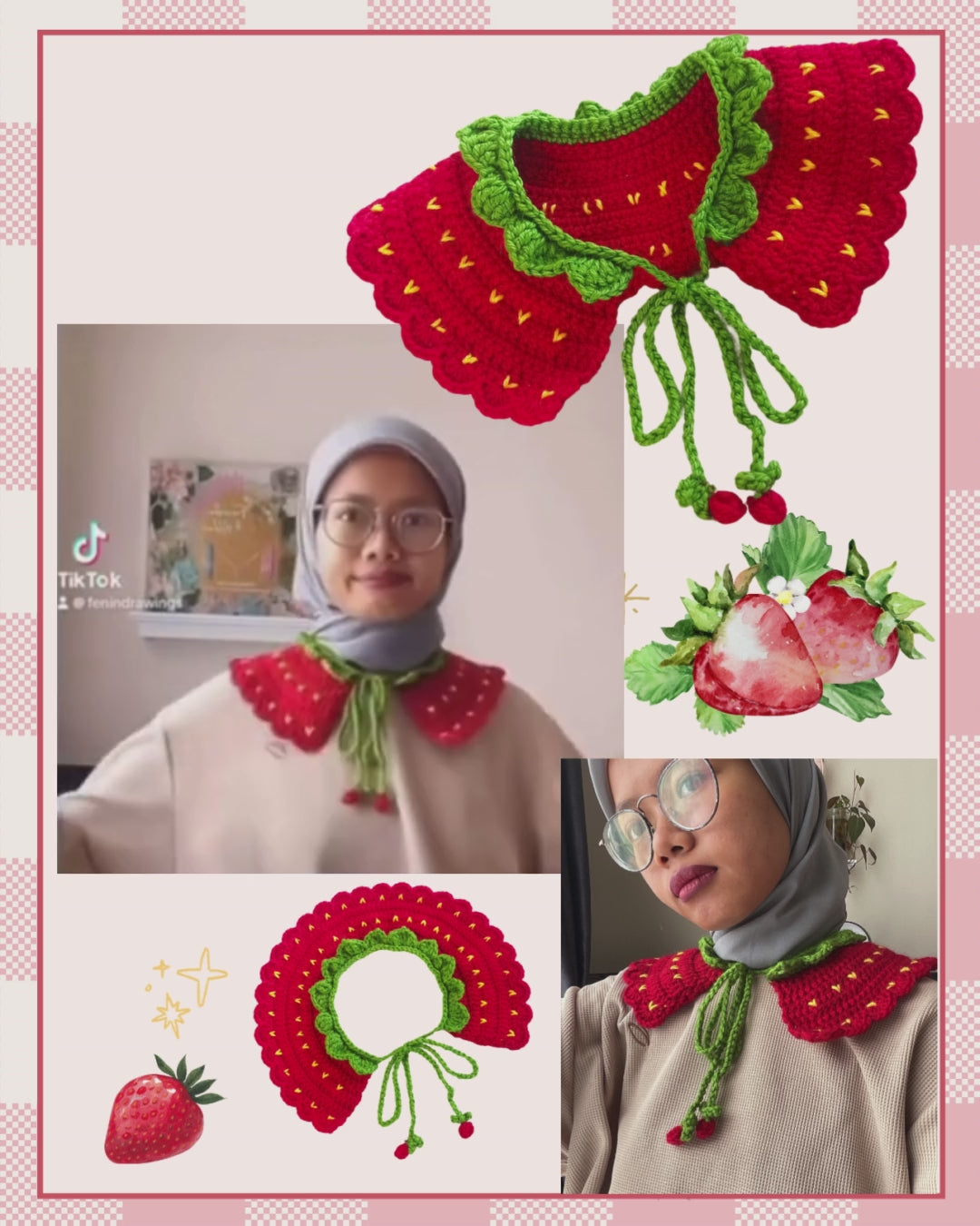 Strawberry Collar Crochet Pattern 🍓 Digital Download – Ameizing