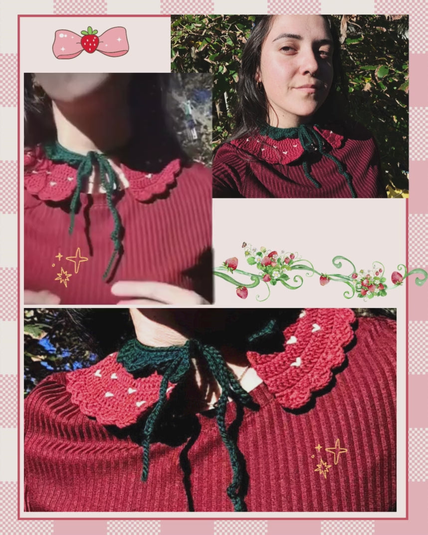 Strawberry Collar Crochet Pattern 🍓 Digital Download – Ameizing